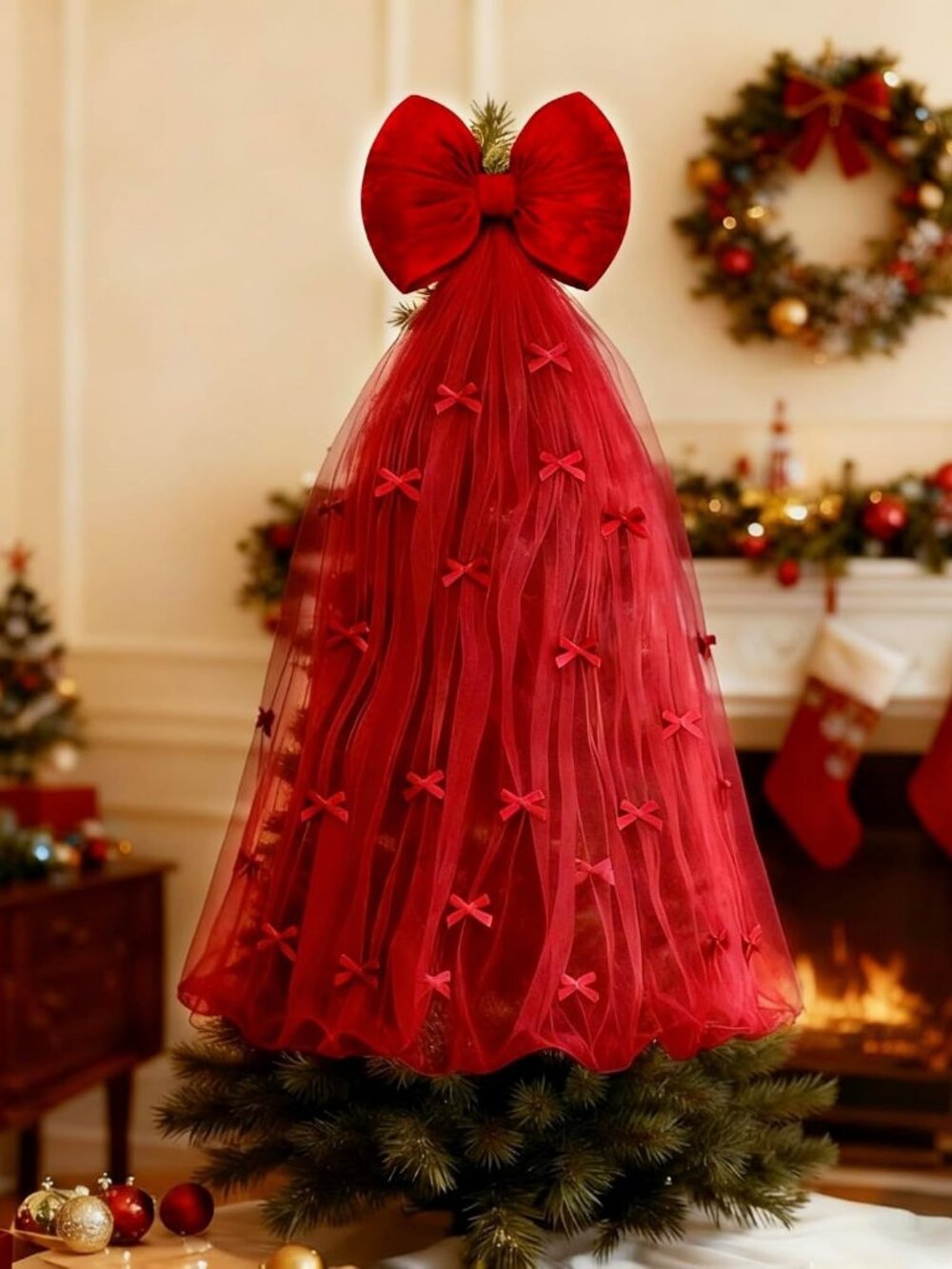 Giant Christmas Bow Decoration 60x20", Red - Indoor/Outdoor with Hanging Strap